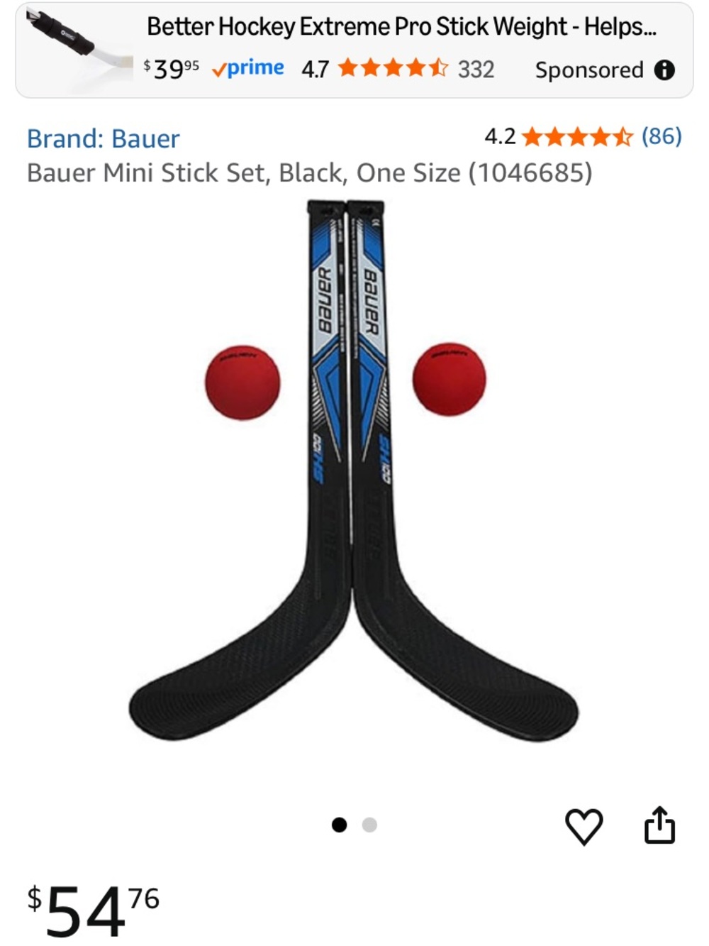 PICK ANY 3 ITEMS FOR $10 Two Bauer Mini Sticks